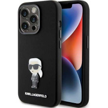 Karl Lagerfeld „Skysto silikono metalinis Ikonik iPhone 15 Pro “ Juodas