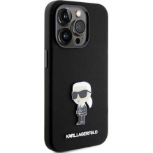 Karl Lagerfeld "Liquid Silicone Metal Ikonik iPhone 15 Pro" Black