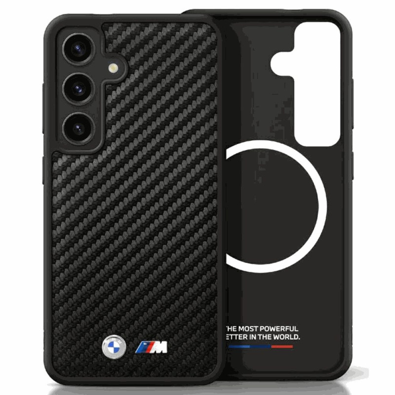 BMW odinis anglies pluošto „MagSafe“ dėklas, skirtas „Galaxy S25“, juodas