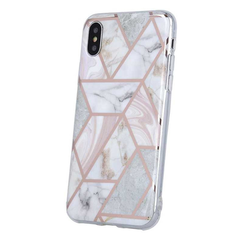 Fusion Accessories „Geometrinis marmurinis dėklas iPhone 11 Pro“ rožinis