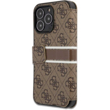 Guess "GUBKP13L4GDBR PU 4G Printed Stripe Book Case iPhone 13 Pro" Brown