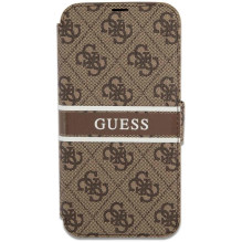 Guess "GUBKP13L4GDBR PU 4G Printed Stripe Book Case iPhone 13 Pro" Brown