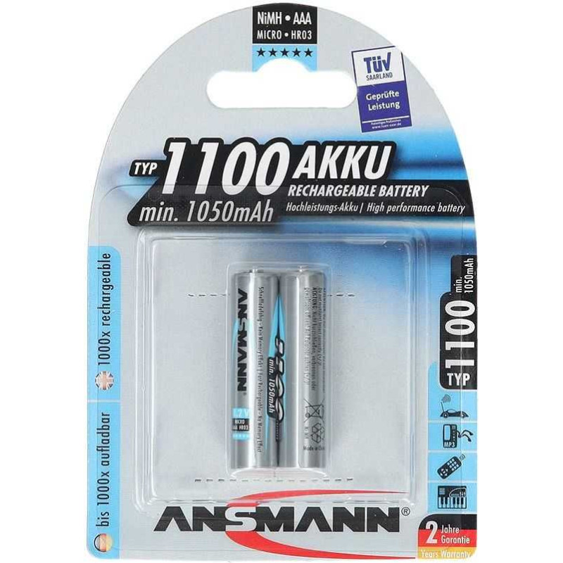 Ansmann AAA NiMH baterijos 2x1100mAh
