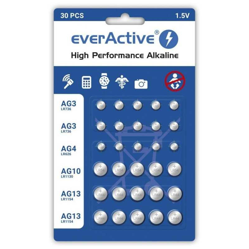 Everactive 10 x LR415, 5 x LR626, 5 x LR1130, 10 x LR1154