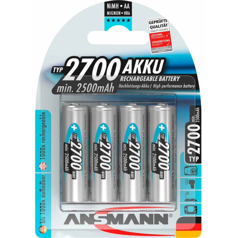 Ansmann 2700mA NiMh AA baterijos, 4 vnt.