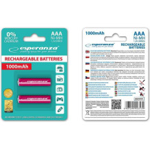 Esperanza Įkraunamas Red AAA / R03 1000mAh 2 pak. Esperanza Įkraunamas Red AAA / R03 1000mAh 2 pak.