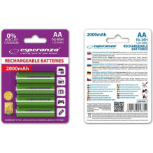 Esperanza įkraunamos žalios AA / R6 baterijos 2000mAh, 4 vnt.