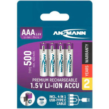 Ansmann AAA 1,5 V / 500 mAh 4 vnt (1311-0028) Ansmann AAA 1,5 V / 500 mAh 4 vnt (1311-0028)