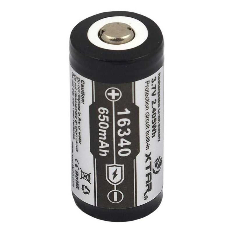 XTAR Rechargeable16340 (RCR123) 3.7V 650mAh Li-Ion