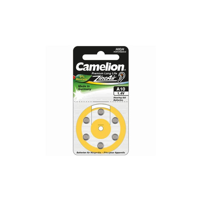 Camelion A10 / DA10 / ZL10, Zinc air cells, 6-pack