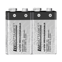 Liibattaries USB-C įkraunamos baterijos Ličio jonų MN1604 Krona 9V (2pcs)