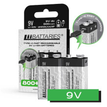 Liibattaries USB-C įkraunamos baterijos Ličio jonų MN1604 Krona 9V (2pcs)