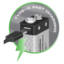 Liibattaries USB-C įkraunamos baterijos Ličio jonų MN1604 Krona 9V (2pcs)