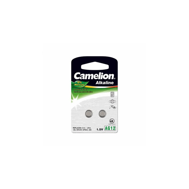 Camelion Alkaline Button cells 1.5V (AG12) LR43 / LR1142 / 386, 2-pack