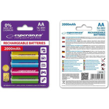 Esperanza Įkraunamas mišinys AA / R6 2000mAh 4 pakuotės Esperanza Įkraunamas mišinys AA / R6 2000mAh 4 pakuotės