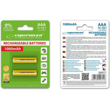 Esperanza Įkraunamos geltonos AAA baterijos / R03 1000mAh 2 vnt. pakuotė