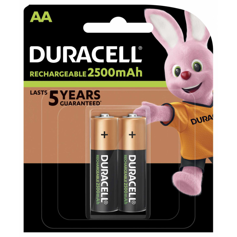 Duracell Rechargeable 2500mAh HR6 AA (LR6), 2-pack