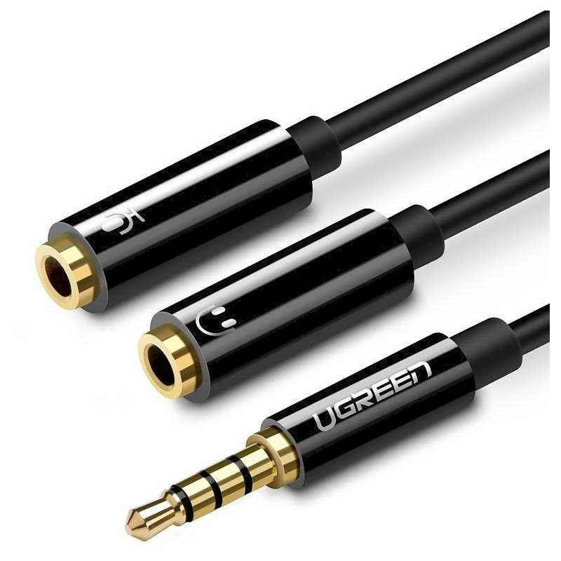 „Ugreen AV141“ 3,5 mm (vyriškas) - dvigubas 3,5 mm (lizdas) ausinių skirstytuvas, juodas