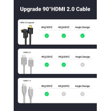 Ugreen HD103 kabelis HDMI į HDMI kampinis, 4K, 2m juodas Ugreen HD103 kabelis HDMI į HDMI kampinis, 4K, 2m juodas