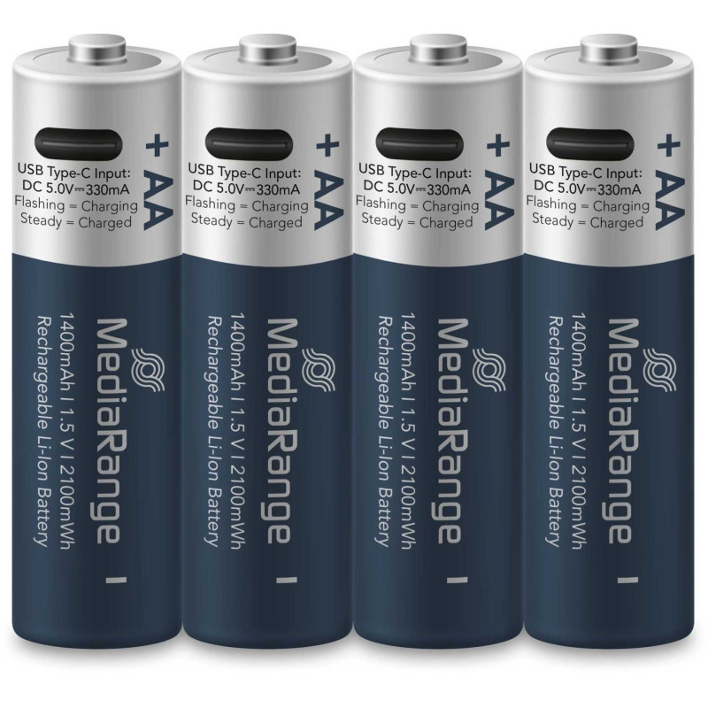 MediaRange Rechargeable Li-Ion AA 1.5V 1400mAh 4pcs