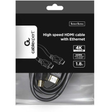 Gembird High speed HDMI cable with Ethernet 1.8m Black Gembird High speed HDMI cable with Ethernet 1.8m Black