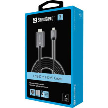 Sandberg USB-C to HDMI Cable 2m Black / Silver Sandberg USB-C to HDMI Cable 2m Black / Silver
