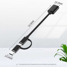 „Riff OTG“ – C tipo + „Micro USB“, juodas „Riff OTG“ – C tipo + „Micro USB“, juodas