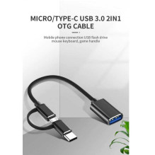 „Riff OTG“ – C tipo + „Micro USB“, juodas „Riff OTG“ – C tipo + „Micro USB“, juodas