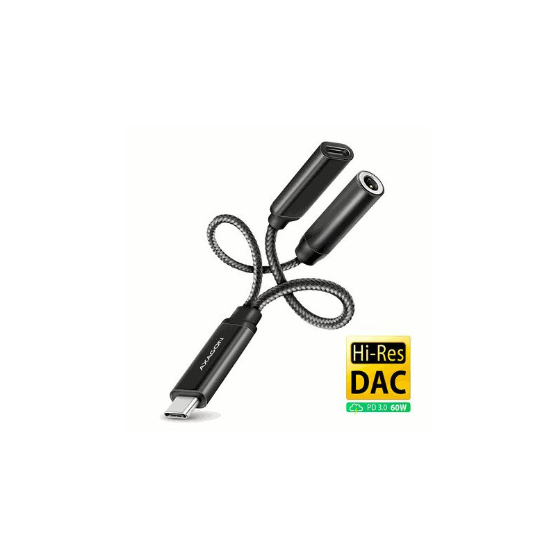 „Axagon ADA-HCPD USB-C“ – didelės raiškos DAC garso adapteris PD, 60 W