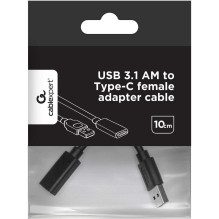 Gembird USB 3.1 AM - Type-C adapterio kabelis, 10 cm, juodas Gembird USB 3.1 AM - Type-C adapterio kabelis, 10 cm, juodas