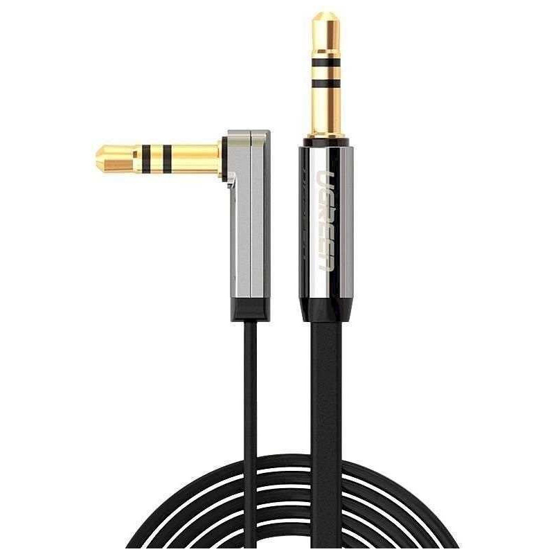 Ugreen AUX mini lizdas 3,5 mm plokščias alkūninis kabelis 1 m juodas