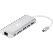 Goobay 76788 USB-C Premium kelių prievadų dokas Silver Goobay 76788 USB-C Premium kelių prievadų dokas Silver