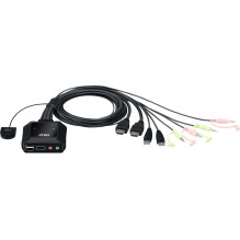 ATEN 2 prievadų USB 4K HDMI kabelis KVM komutatorius su nuotolinio prievado parinkimo funkcija