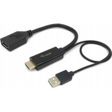 EQUIP Adapteris HDMI Displayport USB 0.15m Juoda 119039