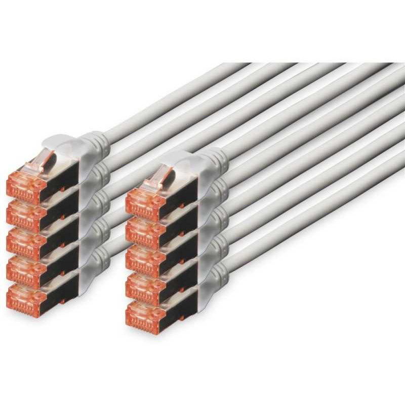 DIGITUS CAT 6 S / FTP jungiamasis laidas 0,25 m, pilkas ( 10pcs .)