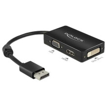 DELOCK Adapterio ekrano prievadas – VGA / HDMI / DVI-D juodas