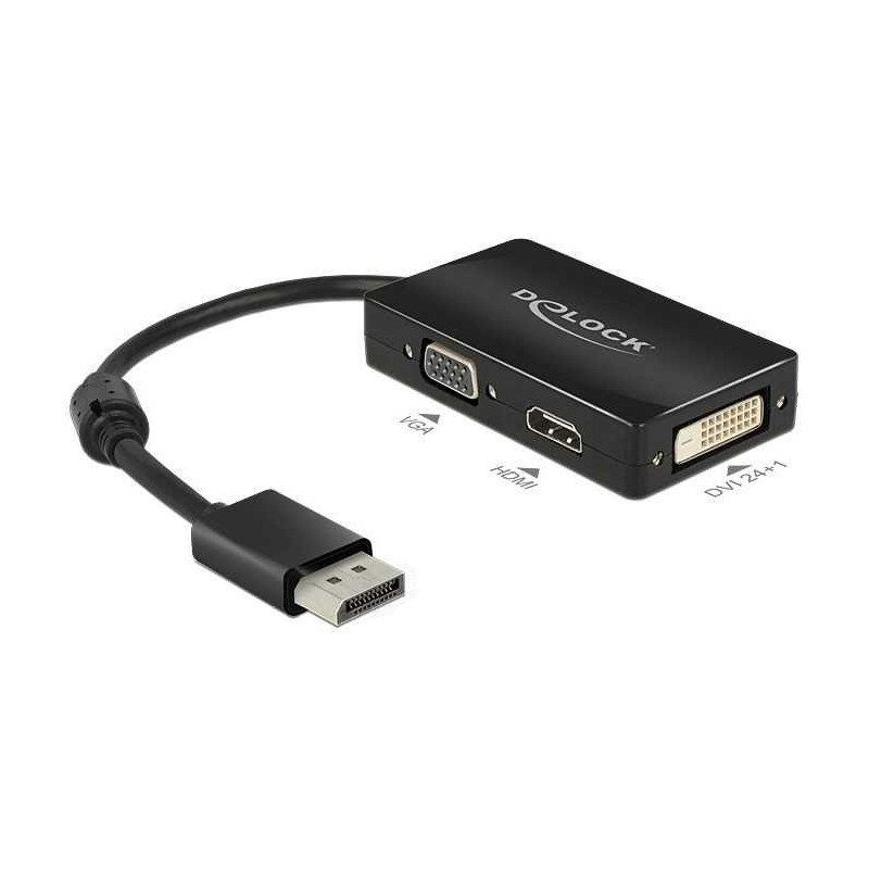 DELOCK Adapterio ekrano prievadas – VGA / HDMI / DVI-D juodas