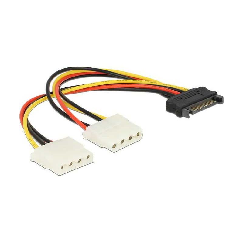DELOCK Cable SATA 15-pin Molex x2 0.2m