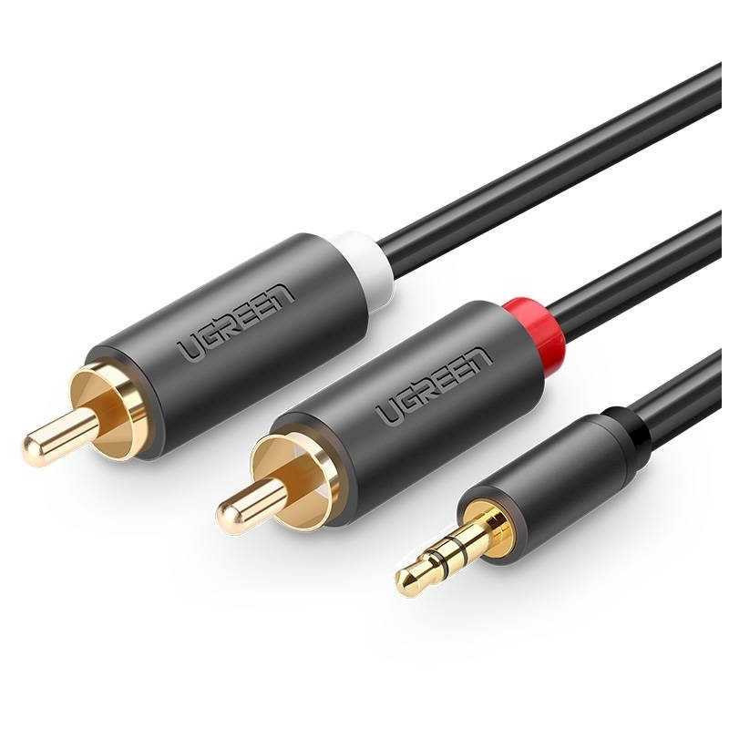 Ugreen AV102 2x RCA kabelis, 3,5 mm lizdas, 1,5 m, juodas