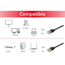 EQUIP Cat.6A F / FTP plonas jungiamasis kabelis 1 m, juodas (606124) EQUIP Cat.6A F / FTP plonas jungiamasis kabelis 1 m, juodas (606124)