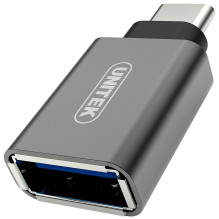 UNITEK Adapteris USB-A (F) - USB-C, pilkas