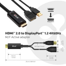 CLUB 3D CLUB3D HDMI 2.0 TO DISPLAYPORT 1.2 4K60HZ HDR M / F ACTIVE ADAPT