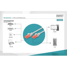 DIGITUS CAT 6 U-UTP jungiamasis kabelis 1m Pilkas DIGITUS CAT 6 U-UTP jungiamasis kabelis 1m Pilkas
