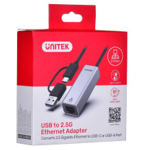 UNITEK Adapter USB-A / C - RJ45 2.5Gbs grey U1313C UNITEK Adapter USB-A / C - RJ45 2.5Gbs grey U1313C