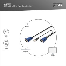 DIGITUS KVM kabelis USB KVM konsolėms, 5 m