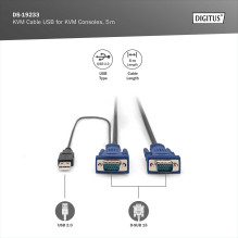 DIGITUS KVM Cable USB for KVM Consoles 5 m