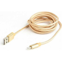 Gembird !Medvilninis pintas USB laidas 8pin / 1.8m / iPhone / auksinė