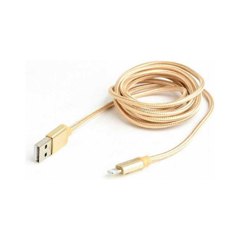 Gembird !Medvilninis pintas USB laidas 8pin / 1.8m / iPhone / auksinė