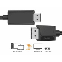 Hama HAMA4K15 DisplayPort HDMI Kabelis 1,5m Juodas Hama HAMA4K15 DisplayPort HDMI Kabelis 1,5m Juodas