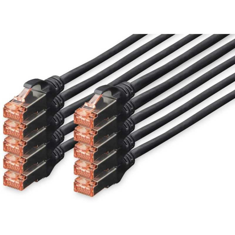 DIGITUS CAT 6 S / FTP jungiamasis laidas 2 m, juodas ( 10pcs .)